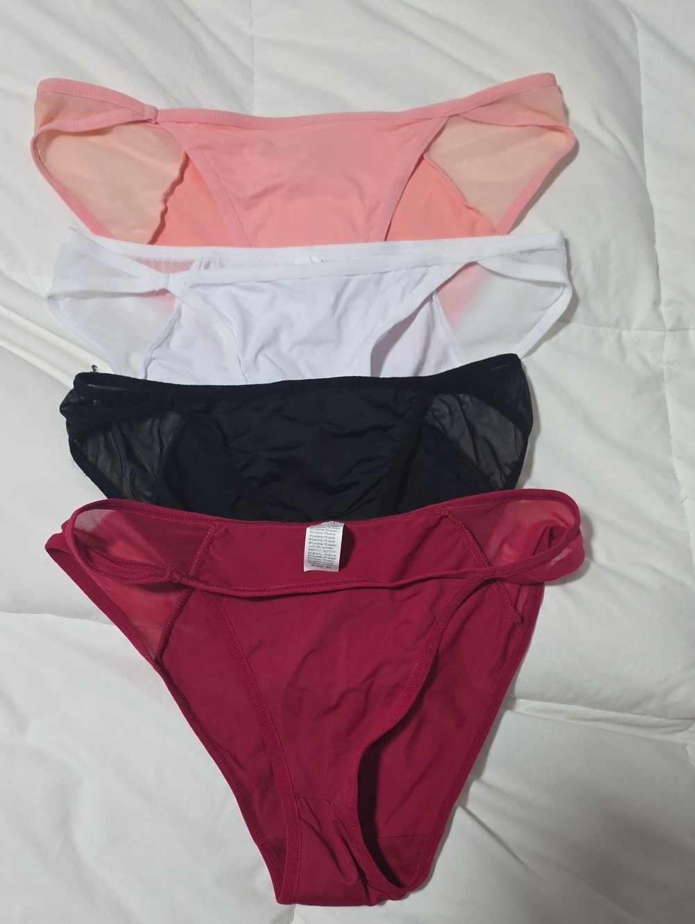 New-Everyday Bikini Briefs - Pink, White, Black, Burgundy - Women's 4-Pack